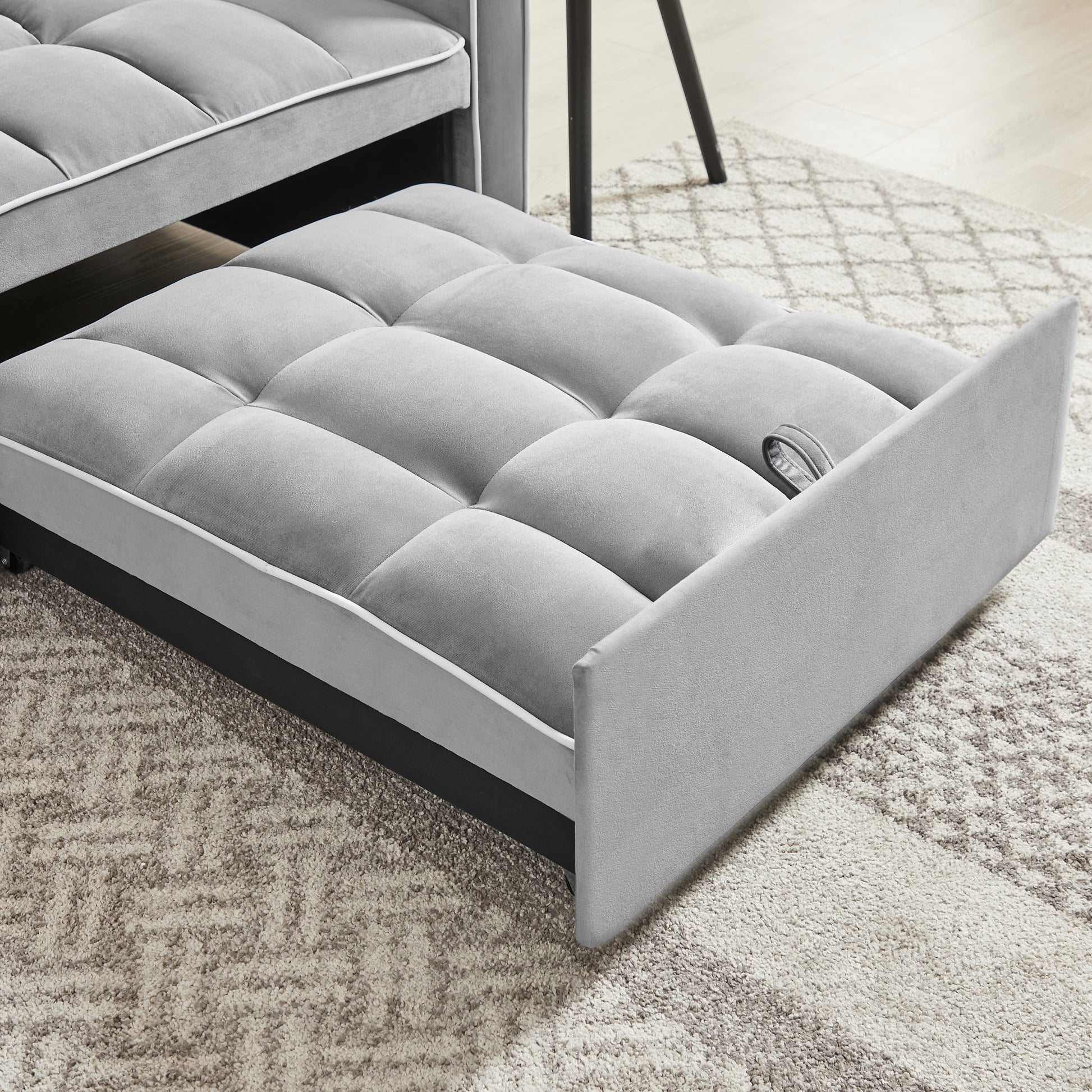Three In One Sofa Bed Chair Folding Sofa Bed Adjustable Back Into A Sofa Recliner Single Bed Adult Modern Chair Bed Berth Grey White Wood Primary Living Space Medium Duty Eucalyptus 1 Seat Grey Velvet Medium Soft Tufted Back Modern Pillow Top Arms Solid