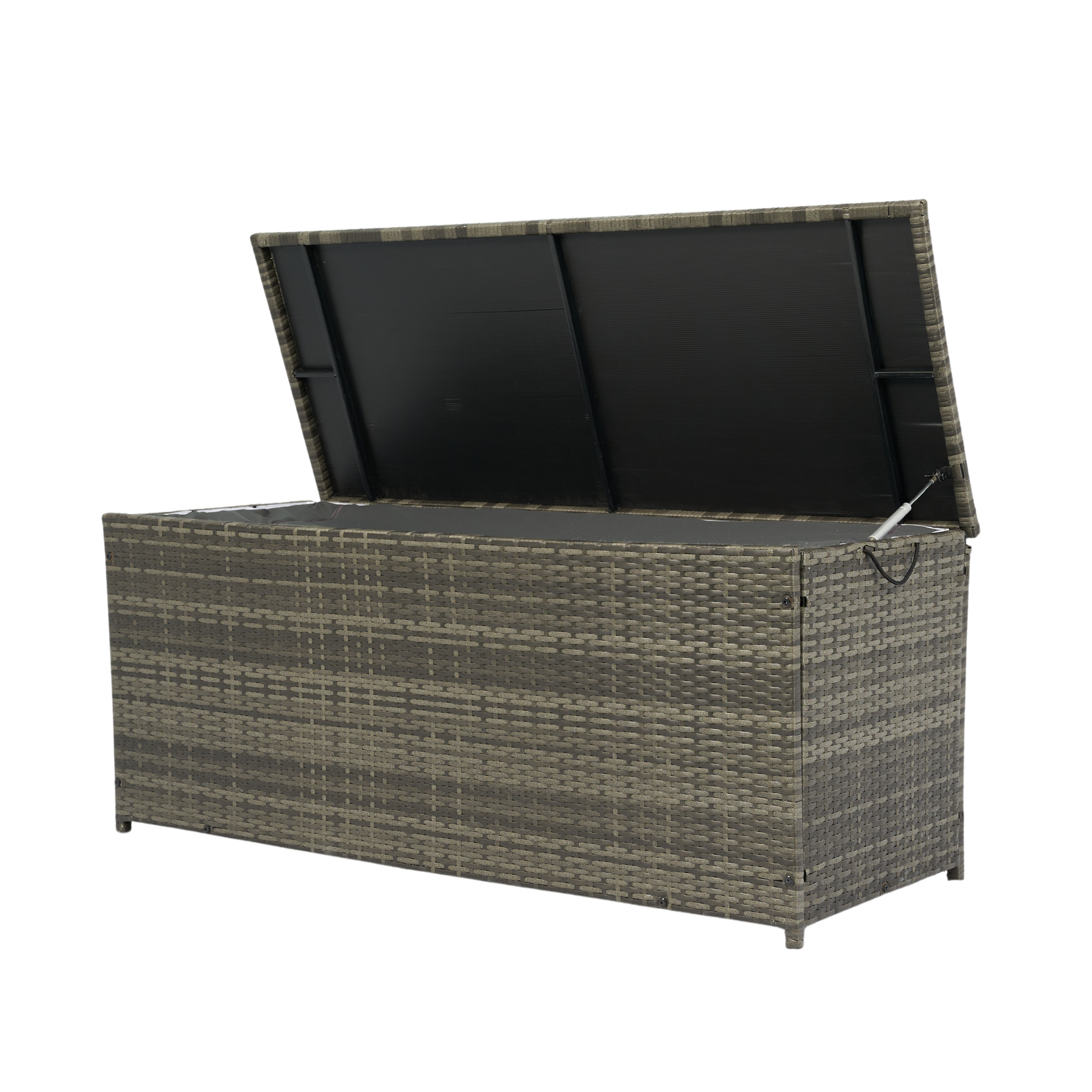 Outdoor Storage Box, 113 Gallon Wicker Patio Deck Boxes With Lid, Outdoor Cushion Storage For Kids Toys, Pillows, Towel Grey Wicker No Grey Rust Resistant Frame Mildew Resistant Cushion Garden &