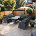 5 Piece Patio Wicker Outdoor Sectional Set 9 Seater Conversation Set With 3 Storage Under Seat Black Wicker Dark Grey Cushion Yes Complete Patio Set Black Rust Resistant Frame Mildew Resistant Cushion Garden & Outdoor Modern Complete Patio Sets Fiber