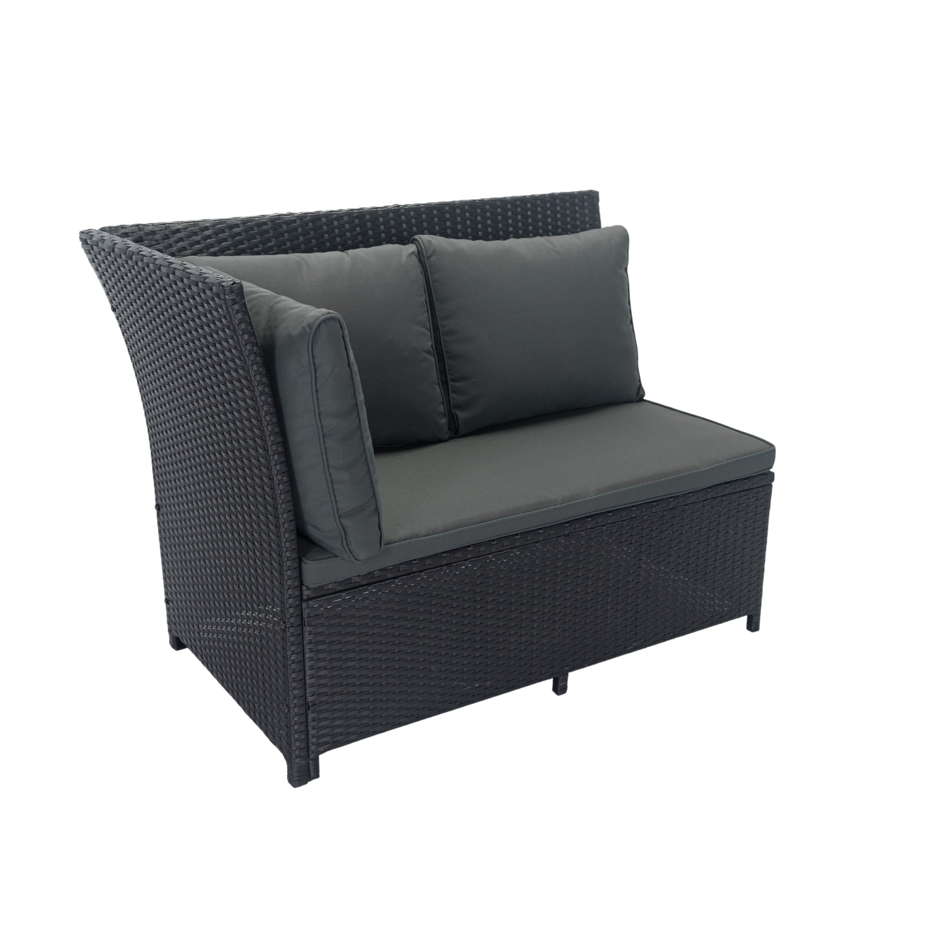 5 Piece Patio Wicker Outdoor Sectional Set 9 Seater Conversation Set With 3 Storage Under Seat Black Wicker Dark Grey Cushion Yes Complete Patio Set Black Rust Resistant Frame Mildew Resistant Cushion Garden & Outdoor Modern Complete Patio Sets Fiber