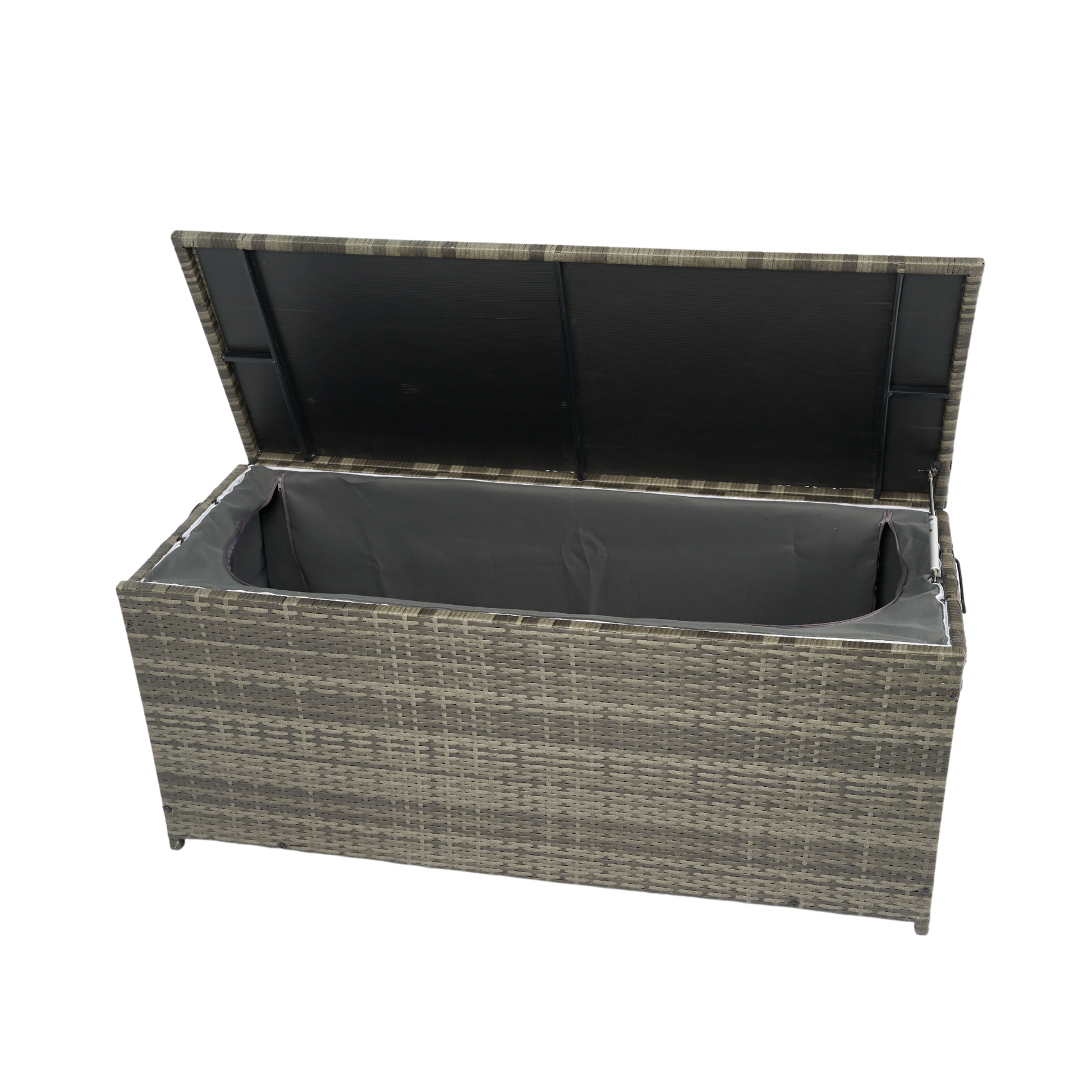 Outdoor Storage Box, 113 Gallon Wicker Patio Deck Boxes With Lid, Outdoor Cushion Storage For Kids Toys, Pillows, Towel Grey Wicker No Grey Rust Resistant Frame Mildew Resistant Cushion Garden &