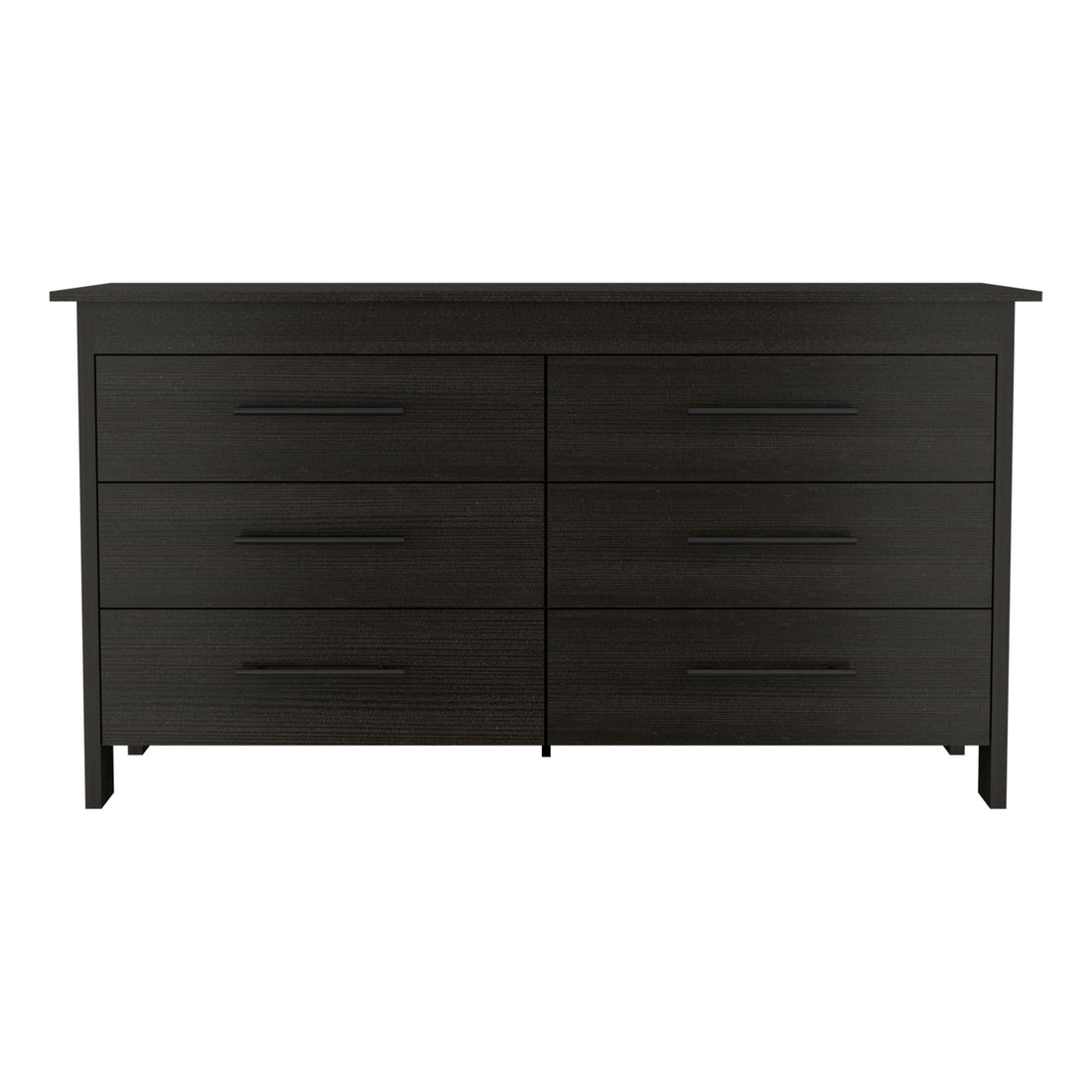 6 Drawer Double Dresser Wezz, Bedroom, Black Black Particle Board Particle Board