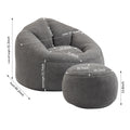 Bedding Bean Bag Sofa Chair High Pressure Foam Bean Bag Chair Adult Material With Padded Foam Padding Compressed Bean Bag With Footrest Grey Microfiber