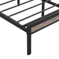 Full Size Metal Platform Bed Frame With Upholstery Storage Function Headboardand Usb Liner And Footboardno Box Spring Needed, Large Under Bed Storage, Easy Assemble Beige Black Metal & Wood