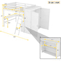 Full Size Loft Bed With Desk, Shelves And Wardrobe White White Solid Wood