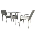 3 Piece Patio Wicker Conversation Set Grey Wicker White Cushion Yes Sectional Grey Rust Resistant Frame Mildew Resistant Cushion Garden & Outdoor Modern 2 Person Seating Group Fiber Foam Pads Rattan Metal