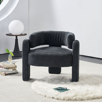 34.65" Wide Boucle Upholstery Accent Chair Dark Grey Dark Grey Primary Living Space Modern Foam Boucle