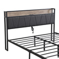 Full Size Metal Platform Bed Frame With Upholstery Storage Function Headboardand Usb Liner And Footboard With Drawersno Box Spring Needed, Large Under Bed Storage, Easy Assemble Black Grey Mdf Metal