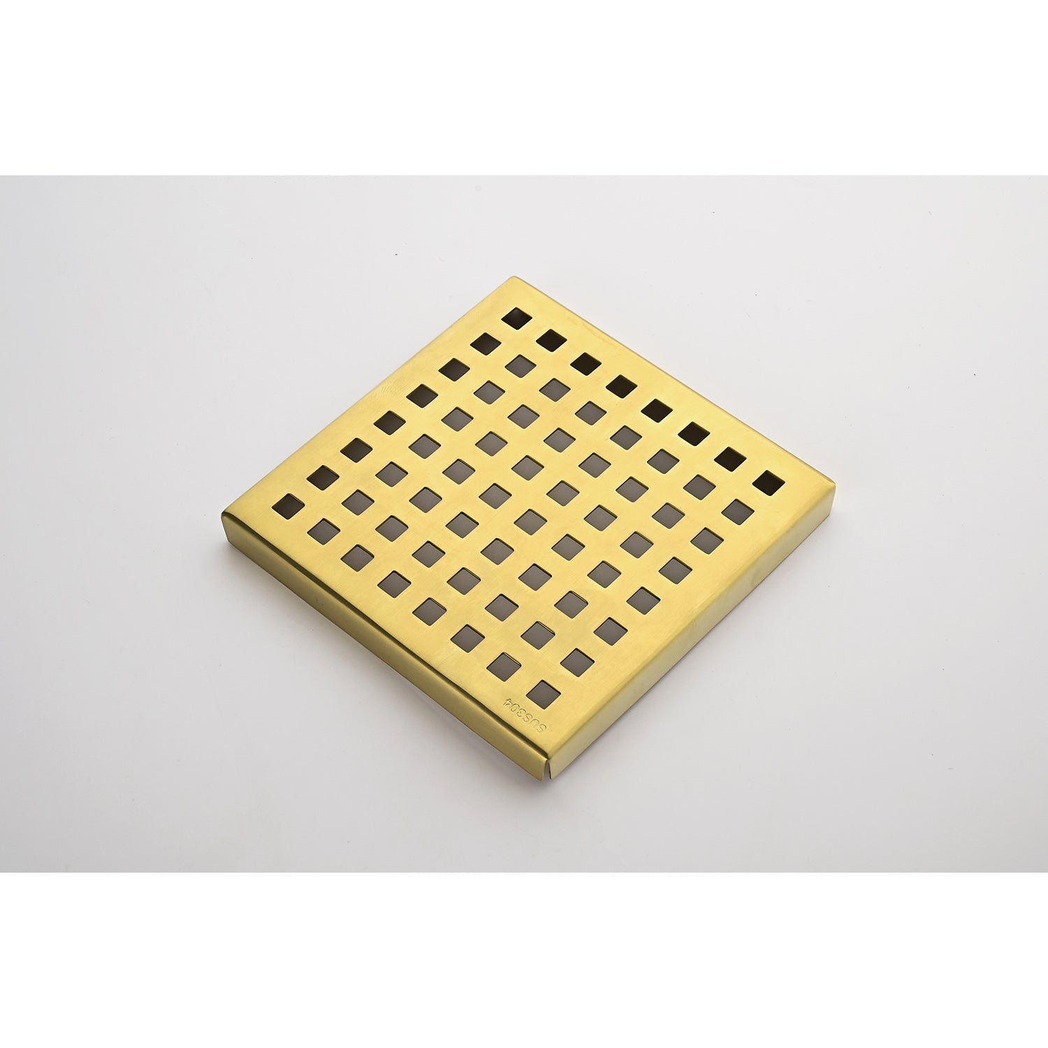 6 Inch Grid Shower Floor Drain Brushed Gold Stainless Steel