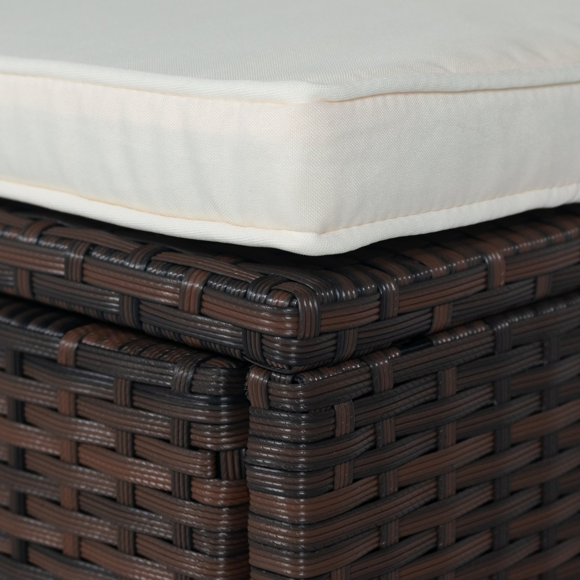 11 Piece Patio Wicker Conversation Set, 10 Seater Patio Sectional Set With 3 Storage Box Under Seat Brown Wicker White Cushion Yes Complete Patio Set Brown Rust Resistant Frame Mildew Resistant Cushion Garden & Outdoor Modern Complete Patio Sets Fiber