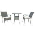 3 Piece Patio Wicker Conversation Set Grey Wicker White Cushion Yes Sectional Grey Rust Resistant Frame Mildew Resistant Cushion Garden & Outdoor Modern 2 Person Seating Group Fiber Foam Pads Rattan Metal