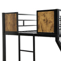 Twin Over Full Metal Bunk Bed With 2 Side Ladder And Full Length Guardrail, No Box Spring Needed, Large Under Bed Storage, Easy Assembleblack & Brown Black Brown Mdf Metal