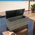 Outdoor Storage Box, 113 Gallon Wicker Patio Deck Boxes With Lid, Outdoor Cushion Storage For Kids Toys, Pillows, Towel Grey Wicker No Grey Rust Resistant Frame Mildew Resistant Cushion Garden &