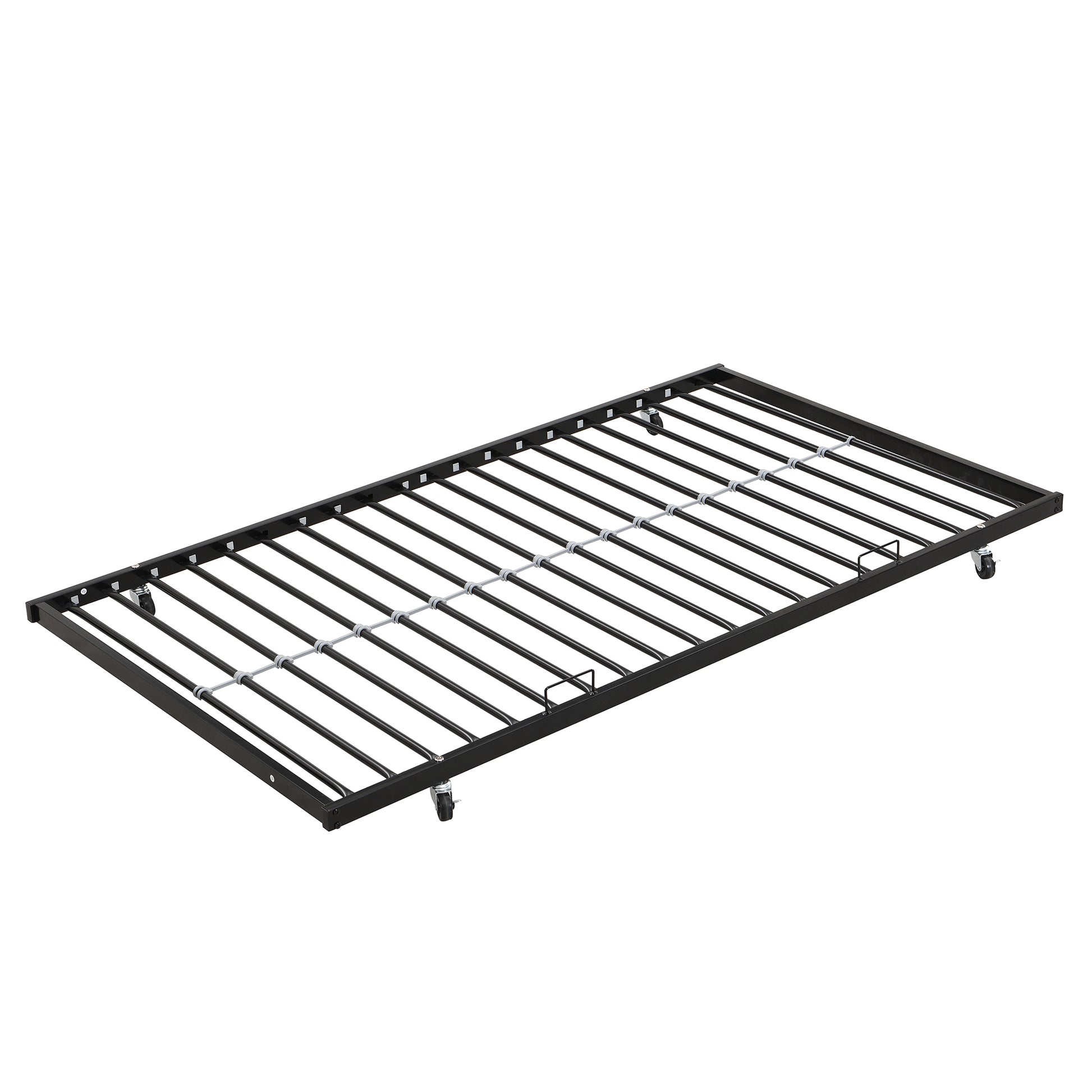 Twin Over Full Metal Bunk Bed With Trundle 2 Side Ladder And Full Length Guardrail, No Box Spring Needed, Large Under Bed Storage, Easy Assembleblack & Brown Black Brown Mdf Metal