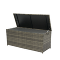 Outdoor Storage Box, 113 Gallon Wicker Patio Deck Boxes With Lid, Outdoor Cushion Storage For Kids Toys, Pillows, Towel Grey Wicker No Grey Rust Resistant Frame Mildew Resistant Cushion Garden &