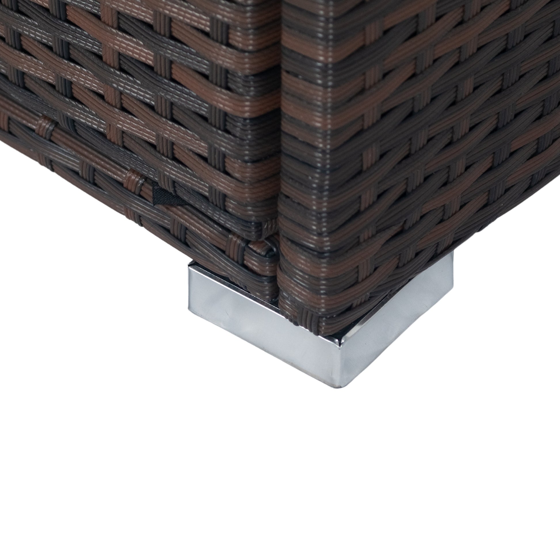 11 Piece Patio Wicker Conversation Set, 10 Seater Patio Sectional Set With 3 Storage Box Under Seat Brown Wicker White Cushion Yes Complete Patio Set Brown Rust Resistant Frame Mildew Resistant Cushion Garden & Outdoor Modern Complete Patio Sets Fiber