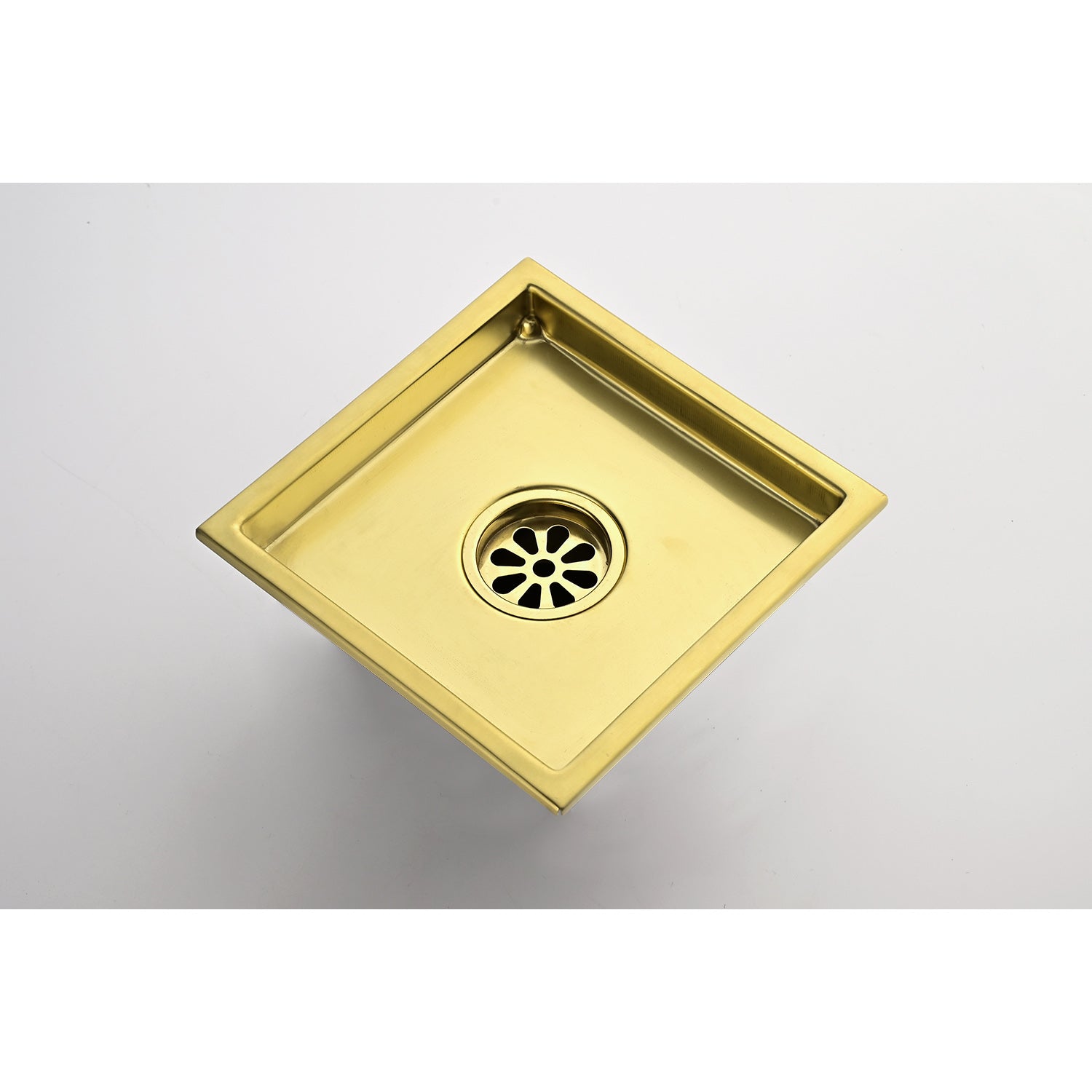 6 Inch Grid Shower Floor Drain Brushed Gold Stainless Steel