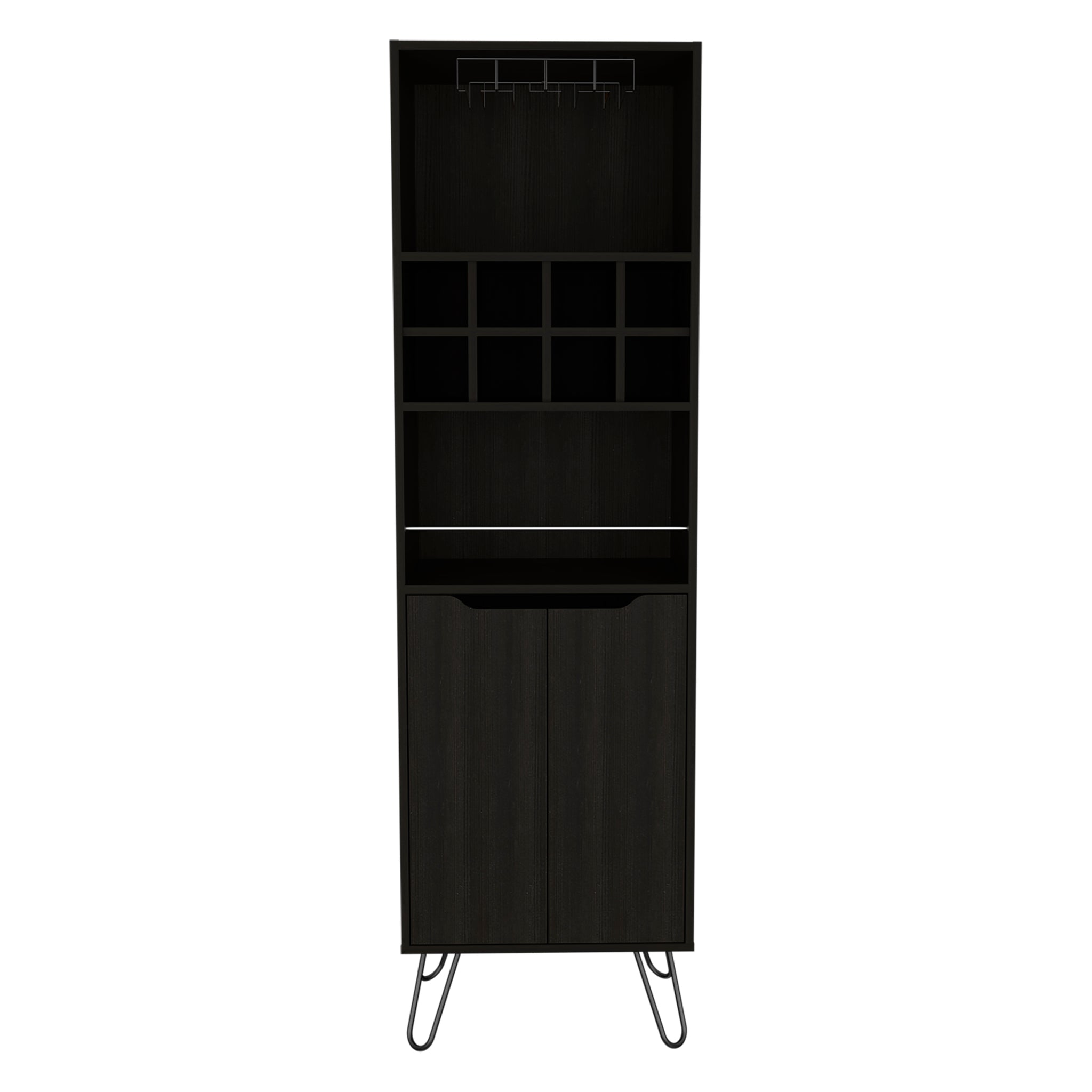 H Bar Cabinet Silhill, Living Room, Black Black Particle Board Particle Board