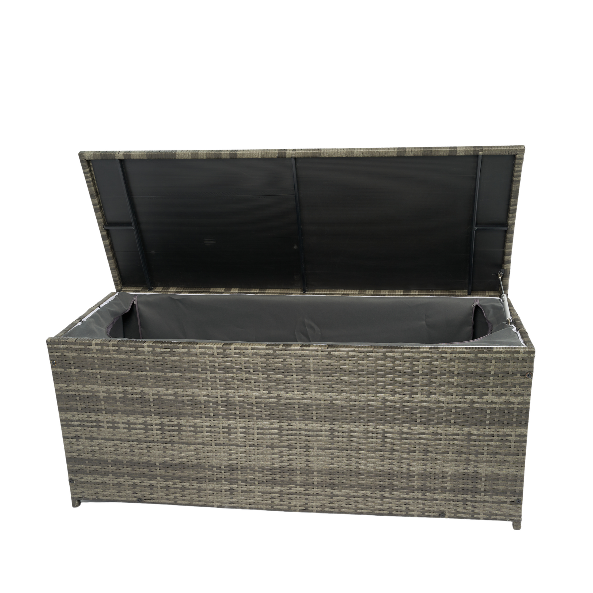 Outdoor Storage Box, 113 Gallon Wicker Patio Deck Boxes With Lid, Outdoor Cushion Storage For Kids Toys, Pillows, Towel Grey Wicker No Grey Rust Resistant Frame Mildew Resistant Cushion Garden &