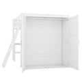 Full Size Loft Bed With Desk, Shelves And Wardrobe White White Solid Wood