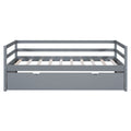 Twin Size Wood Daybed With Twin Size Trundle, Gray Box Spring Not Required Twin Gray Wood Solid Wood Mdf