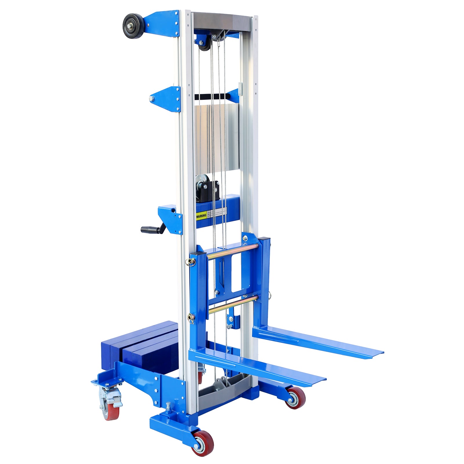 Counterbalance Hand Winch Lift Truck, 46" Length,43.30" Width,78.7" Height, 350 Lbs Capacity Blue Aluminium