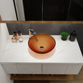 Tempered Glass Matte Bathroom Vessel Sink, Round Bathroom Basin Tempered Glass Matt Tea Brown Bathroom Modern Glass