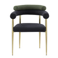 Woker Dining Chairs Set Of 2, Mid Century Modern Dining Chairs, Kitchen Dining Room Chairs, Round Boucle Backrest Sherpa Dining Chair With Brushed Bronze Metal Legs Iron Dark Green Black Dining Room Foam Round Dining Chairs Foam Metal