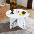 Round Dining Table For 4 6, 47 Inch Modern Kitchen Faux Marble Table Small Dinner Table Mdf Kitchen Dinning Table For Cafe Restaurant Wine Bar Home Office Conference Only Table White Modern Mdf