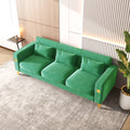 Velvet Sofa With Pillows And Gold Finish Metal Leg For Living Room Green Velvet