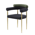 Woker Dining Chairs Set Of 2, Mid Century Modern Dining Chairs, Kitchen Dining Room Chairs, Round Boucle Backrest Sherpa Dining Chair With Brushed Bronze Metal Legs Iron Dark Green Black Dining Room Foam Round Dining Chairs Foam Metal