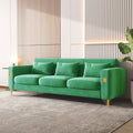 Velvet Sofa With Pillows And Gold Finish Metal Leg For Living Room Green Velvet