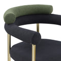 Woker Dining Chairs Set Of 2, Mid Century Modern Dining Chairs, Kitchen Dining Room Chairs, Round Boucle Backrest Sherpa Dining Chair With Brushed Bronze Metal Legs Iron Dark Green Black Dining Room Foam Round Dining Chairs Foam Metal