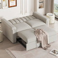 Convertible Soft Cushion Sofa Pull Bed ,For Two People To Sit On Beige Polyester
