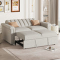 Convertible Soft Cushion Sofa Pull Bed ,For Two People To Sit On Beige Polyester