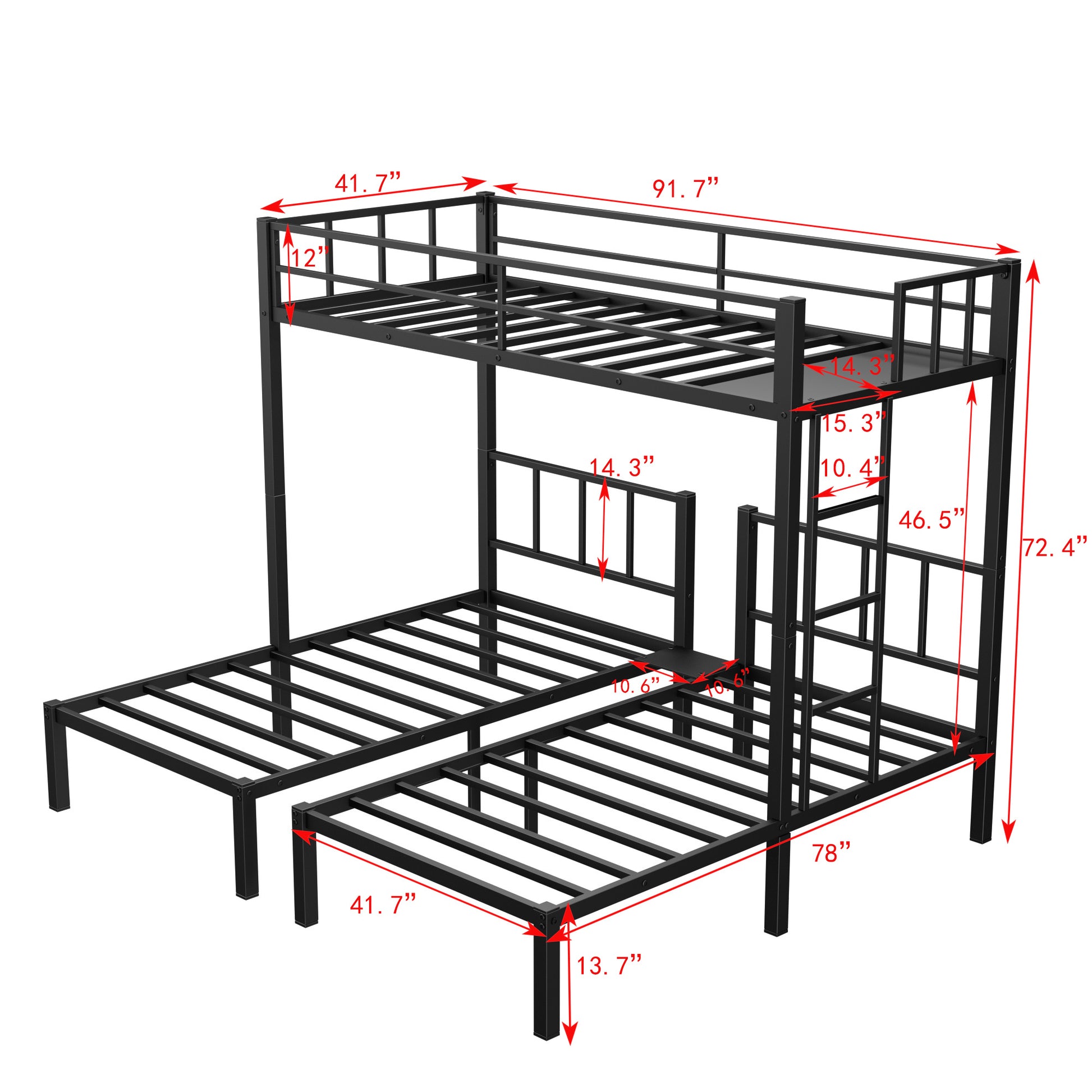 Twin Over Twin & Twin Bunk Beds For 3, Twin Xl Over Twin & Twin Bunk Bed Metal Triple Bunk Bed, Black Pre Sale Date: February 8Th. Black Metal