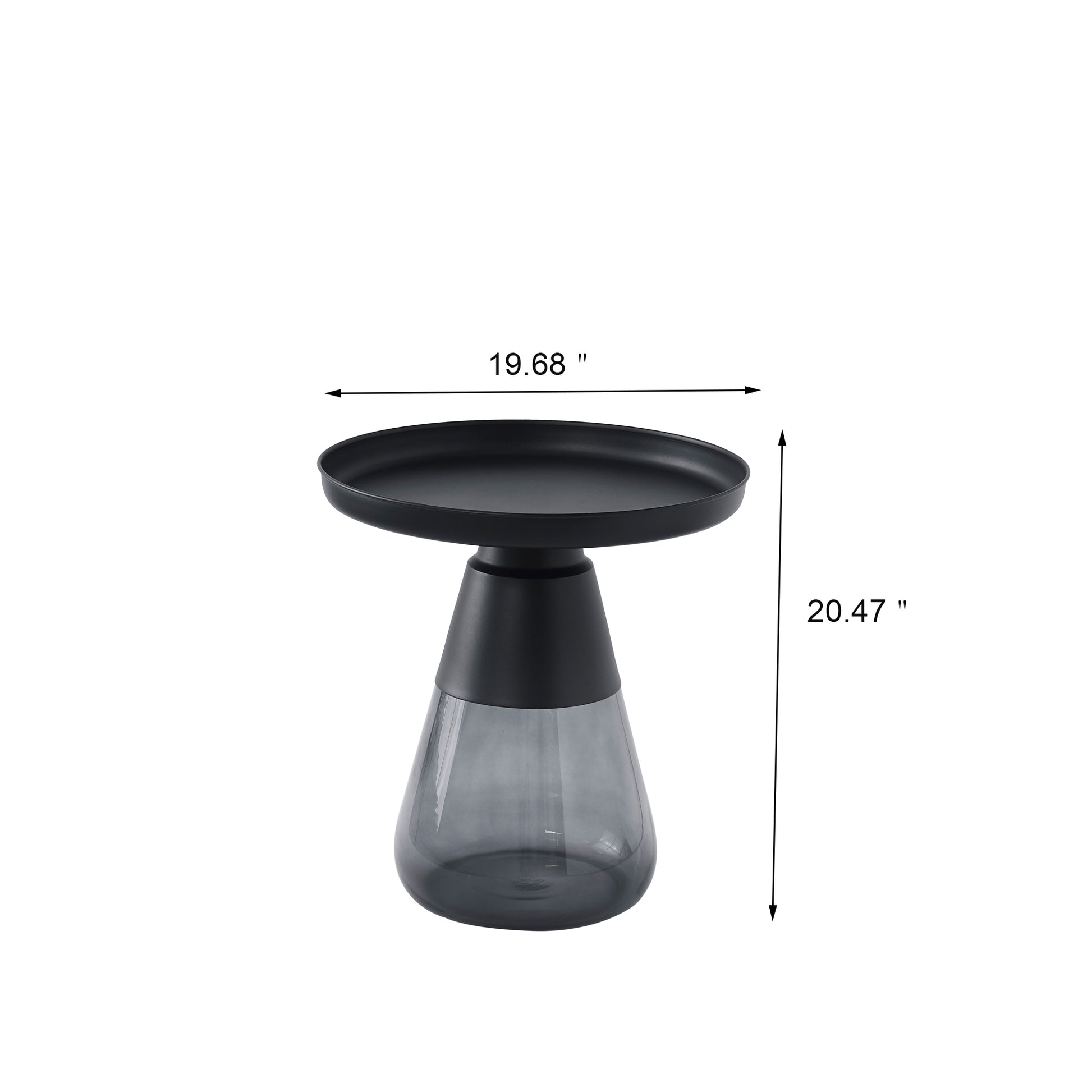 Smoke Glass Base With Black Painting Top Side Table, Living Room Sofa Table Smoke Glass
