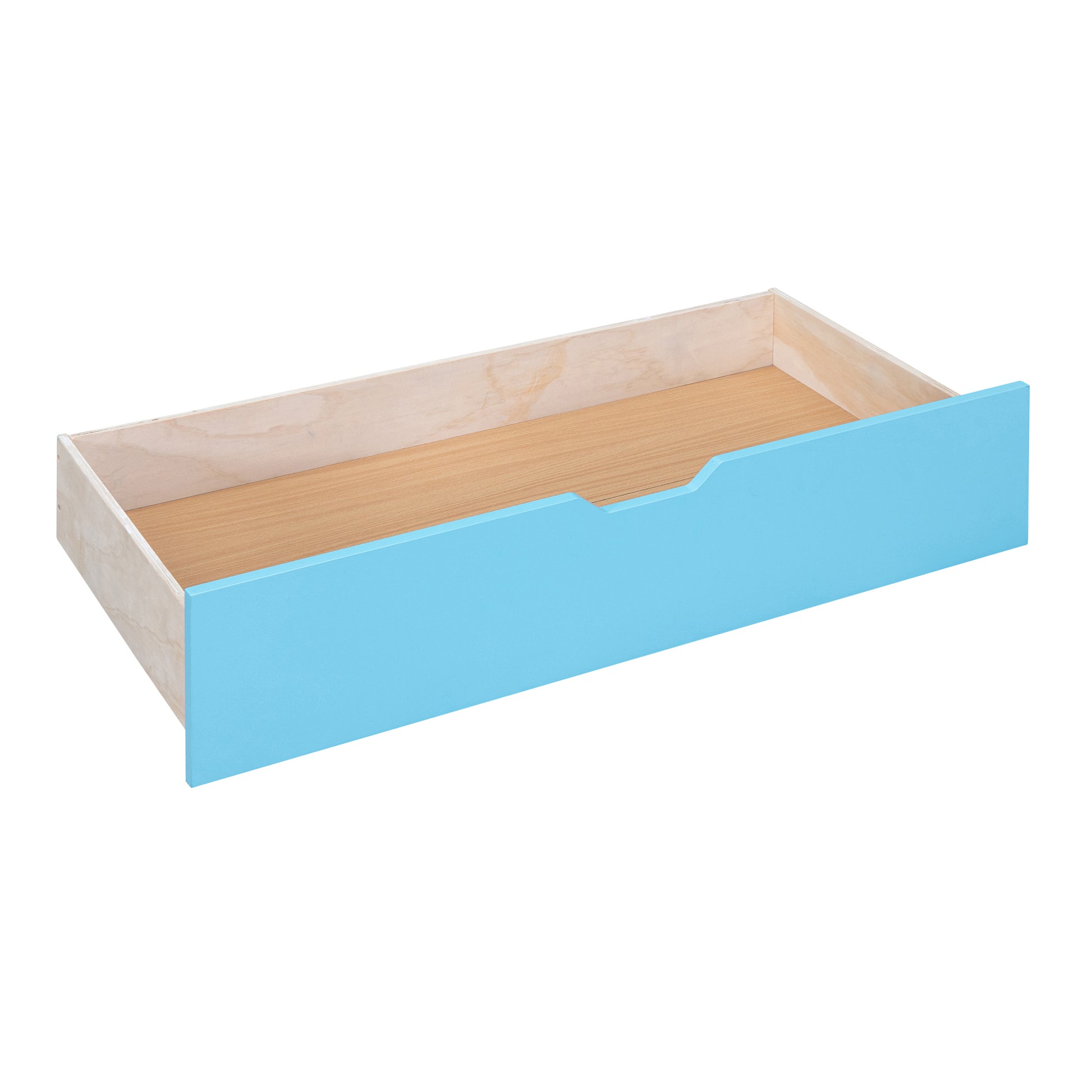 Full Over Full Castle Style Bunk Bed With 2 Drawers 3 Shelves And Slide Blue Blue Solid Wood