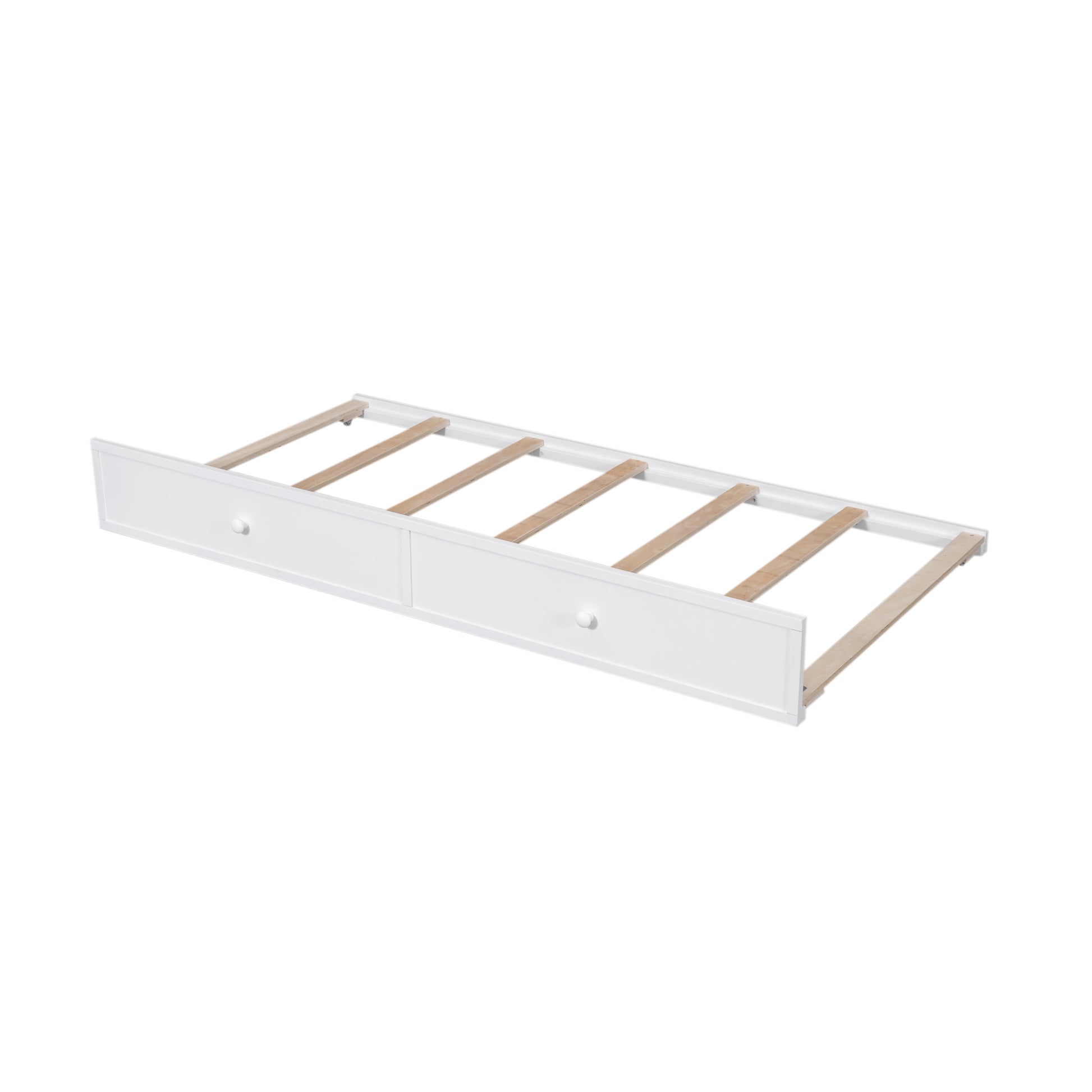 Twin Over Full Bunk Bed With Twin Size Trundle, Storage And Guard Rail For Bedroom, Dorm, For Adults, White Old Sku :Lt000119Aak Twin White Solid Wood