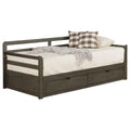 Grey 2 Drawer Daybed With Extension Trundle Box Spring Not Required Twin Xl Grey Wood Gray Bedroom Farmhouse,Rustic Pine Wood