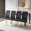 5 Pieces Dining Set Including Black Velvet High Back Golden Color Legs Nordic Dining Chair & Creative Design Mdf Dining Table Metal Black Seats 4 Brown Metal Dining Room 4 Leg Square Dining Table With Chair Mdf