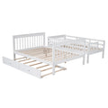 Twin Over Full Bunk Bed With Twin Size Trundle, Storage And Guard Rail For Bedroom, Dorm, For Adults, White Old Sku :Lt000119Aak Twin White Solid Wood