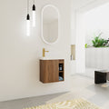 20'' Floating Wall Mounted Bathroom Vanity With White Resin Sink & Soft Close Cabinet Door Walnut 1 1 Soft Close Doors Bathroom Wall Mounted Modern Plywood Plywood