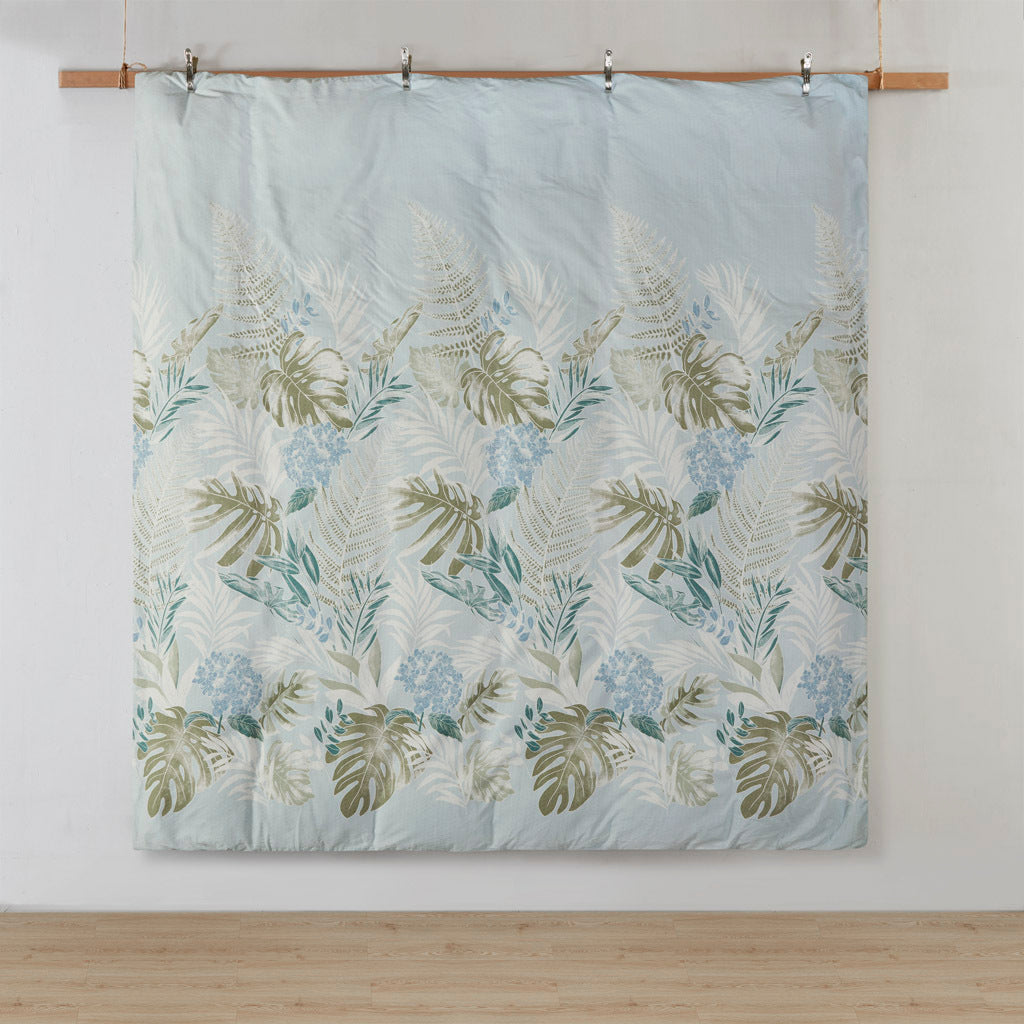 5 Piece Cotton Duvet Cover Set With Throw Pillow Blue Cotton