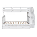 Twin Over Full Bunk Bed With Twin Size Trundle, Storage And Guard Rail For Bedroom, Dorm, For Adults, White Old Sku :Lt000119Aak Twin White Solid Wood