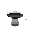 Smoke Glass Base With Black Painting Top Coffee Table, Living Room Center Table Smoke Glass