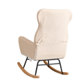 Modern Rocking Chair With High Backrest,Teddy Material Comfort Arm Rocker, Lounge Armchair For Living Room Beige Cotton Metal