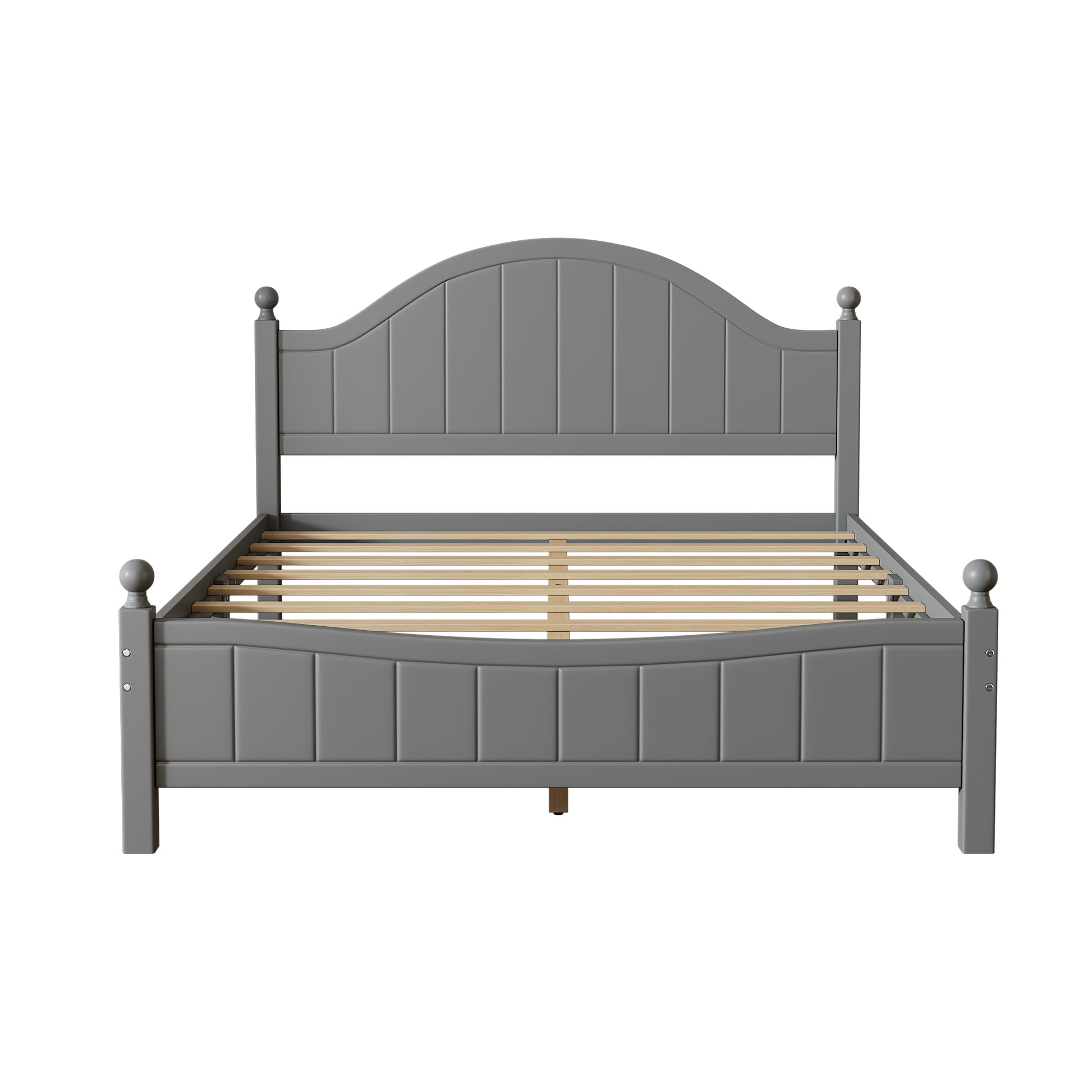 Traditional Concise Style Gray Solid Wood Platform Bed, No Need Box Spring, Queen Queen Gray Wood