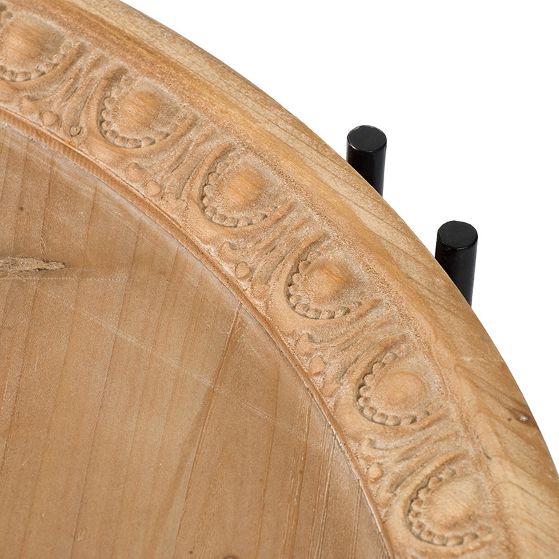 D32" X 18" Farmhouse Round Wooden Round Coffee Table With Metal Legs Black Brown Wood Metal