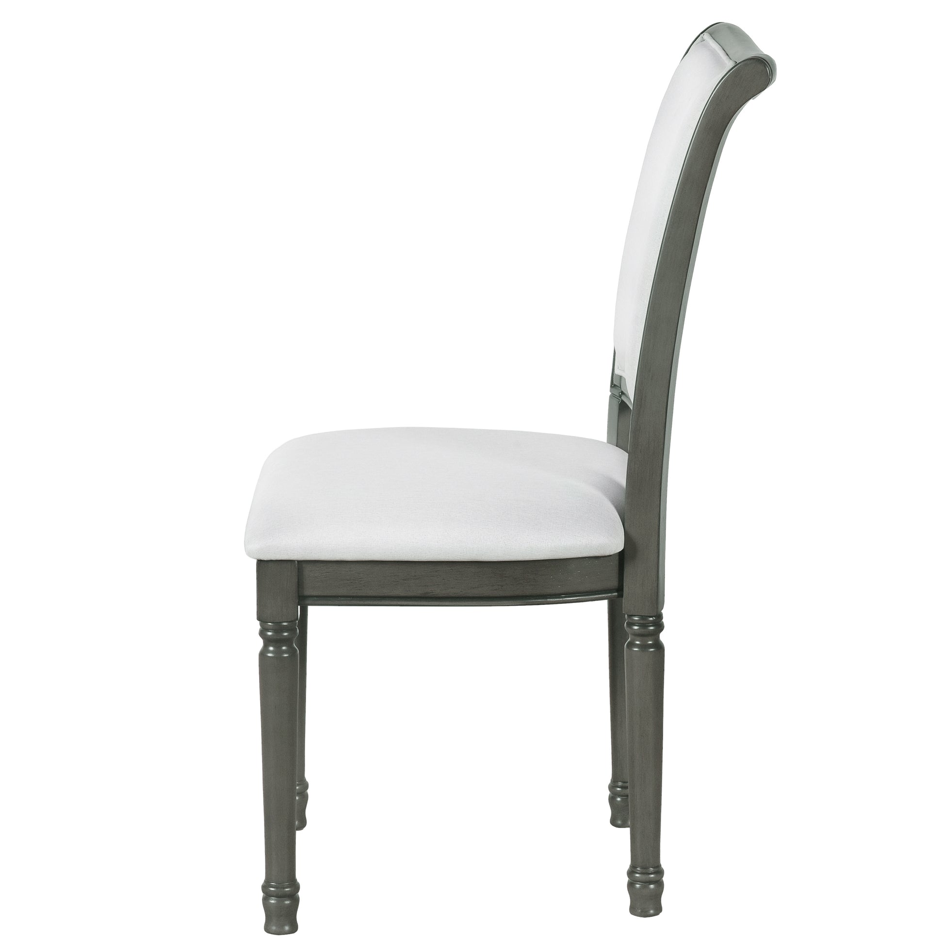 7 Piece Dining Table With 4 Trestle Base And 6 Upholstered Chairs With Slightly Curve And Ergonomic Seat Back Gray Upholstered Chair Wood Gray Seats 6 Wood Dining Room Distressed Finish American Design,Antique Trestle Rectangular Dining Table With Chair